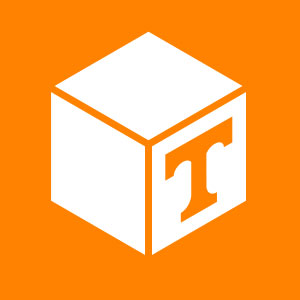Orange T icon in a white cube
